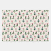Pretty Pink Coquette Bow Christmas Tree Pattern Inpakpapier Vel (Voorkant 2)