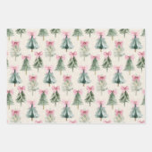Pretty Pink Coquette Bow Christmas Tree Pattern Inpakpapier Vel (Voorkant)