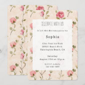 Pretty Pink Cream Roses Floral Birthday Kaart (Voorkant / Achterkant)