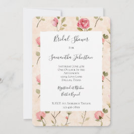Pretty Pink Cream Roses Floral Bridal Shower Kaart