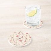 Pretty Pink Cream Roses Floral Bridal Shower Zandsteen Onderzetter (Zijkant)