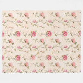 Pretty Pink Cream Roses Floral Fleece Deken (Voorkant (Horizontaal))