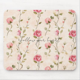 Pretty Pink Cream Roses Floral Muismat