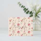 Pretty Pink Cream Roses Floral Thinking of you Briefkaart (Staand voorkant)