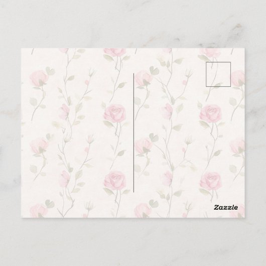 Pretty Pink Cream Roses Floral Thinking of you Briefkaart (Achterkant)