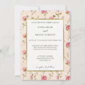 Pretty Pink Cream Roses Floral Wedding Kaart (Voorkant)