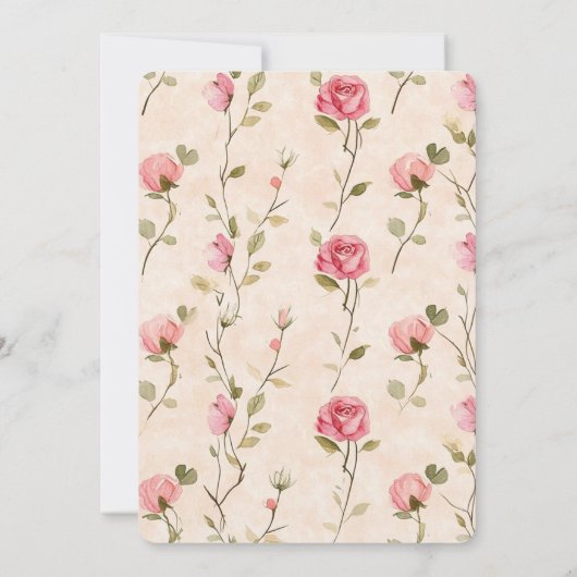 Pretty Pink Cream Roses Floral Wedding Kaart (Achterkant)