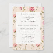 Pretty Pink Cream Roses Floral Wedding Kaart (Voorkant)