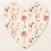 Pretty Pink Cream Roses Floral Wedding  Kartonnen Onderzetters (Voorkant)