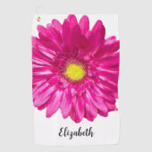 Pretty pink daisy flower custom name womens golfhanddoek (Voorkant)