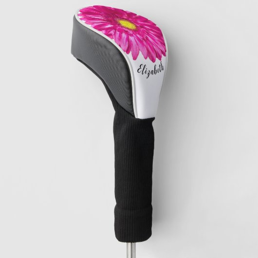 Pretty pink daisy flower custom name womens golfheadcover (Schuin)