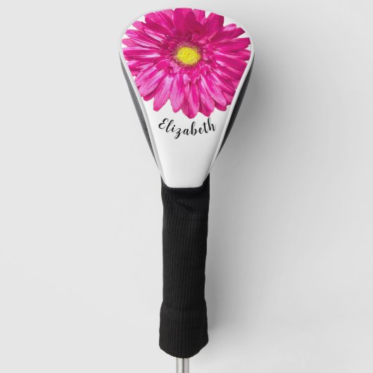 Pretty pink daisy flower custom name womens golfheadcover (Voorkant)