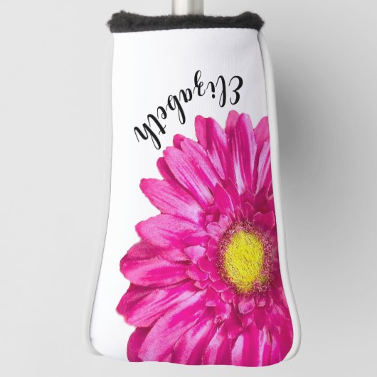 Pretty pink daisy flower custom name womens golfheadcover (Draai 90)