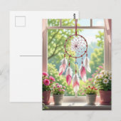 Pretty Pink Dreamcatcher and Plants Window Sill Briefkaart (Voorkant / Achterkant)