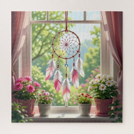 Pretty Pink Dreamcatcher and Plants Window Sill Legpuzzel (Verticaal)