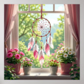 Pretty Pink Dreamcatcher and Plants Window Sill Poster (Voorkant)