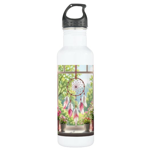 Pretty Pink Dreamcatcher and Plants Window Sill Waterfles (Voorkant)