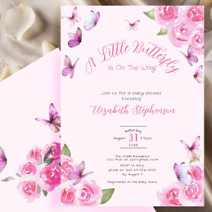 Pretty Pink Een Klein Vlindertje Baby Shower Kaart