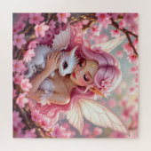 Pretty Pink Elven Fairy & Dragon  Legpuzzel (Horizontaal)