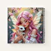 Pretty Pink Elven Fairy & Dragon Personalized Notitieboek (Achterkant)