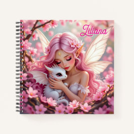 Pretty Pink Elven Fairy & Dragon Personalized Notitieboek