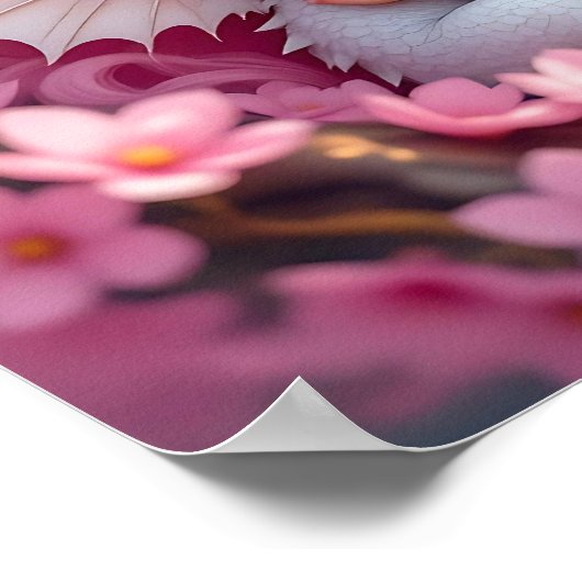 Pretty Pink Elven Fairy & Dragon Poster (Hoek)