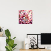 Pretty Pink Elven Fairy & Dragon Poster (Thuiskantoor)
