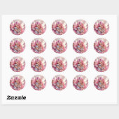 Pretty Pink Elven Fairy & Dragon  Ronde Sticker (Vel)