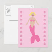 Pretty Pink Fantasy Zeemeermin Briefkaart (Voorkant / Achterkant)