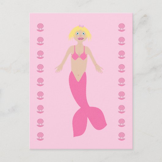 Pretty Pink Fantasy Zeemeermin Briefkaart (Voorkant)