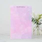 Pretty pink feminine watercolor custom name briefpapier (Staand voorkant)