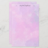 Pretty pink feminine watercolor custom name briefpapier (Voorkant / Achterkant)