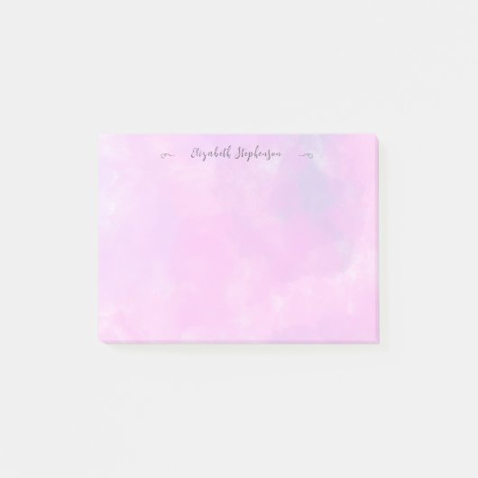 Pretty pink feminine watercolor custom name post-it® notes (Voorkant)