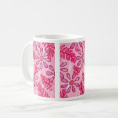 Pretty Pink Floral and Leaves Abstract Mugs Koffiemok (Voorkant links)