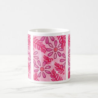 Pretty Pink Floral and Leaves Abstract Mugs Koffiemok