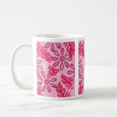 Pretty Pink Floral and Leaves Abstract Mugs Koffiemok (Links)