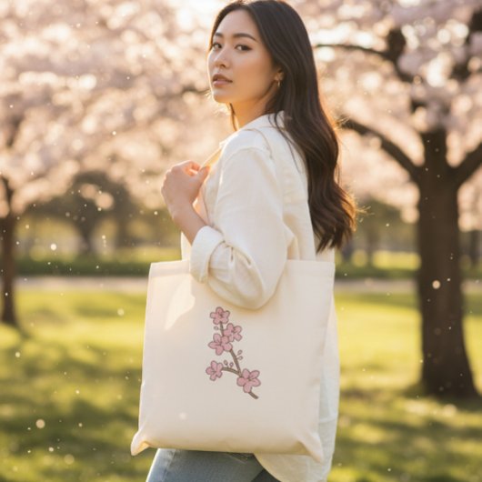 Pretty Pink Floral Branch Spring Blossom Tote Bag