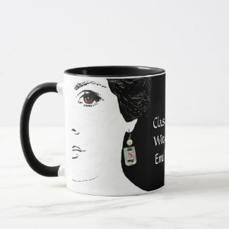 Pretty pink floral fashion girl face femme mug mok