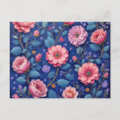 Pretty pink floral pattern briefkaart (Voorkant)