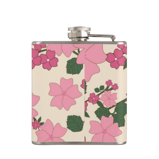 Pretty Pink Floral Pattern Heupfles (Achterkant)