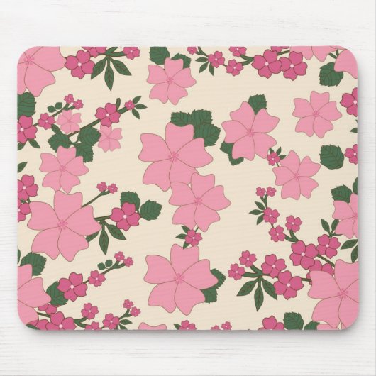Pretty Pink Floral Pattern Muismat (Voorkant)