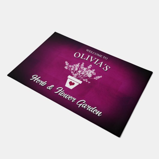 Pretty Pink & Floral Personalized Welcome Deurmat (Schuin)
