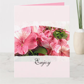 Pretty Pink Flower Folded Greeting Card Kaart