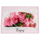 Pretty Pink Flower  Gift Bag Groot Cadeauzakje (Voorkant)