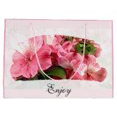 Pretty Pink Flower  Gift Bag Groot Cadeauzakje (Achterkant)