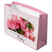 Pretty Pink Flower  Gift Bag Groot Cadeauzakje (Achterkant Gekanteld)