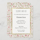 Pretty Pink Flowers Birthday Kaart (Voorkant / Achterkant)