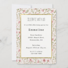 Pretty Pink Flowers Birthday Kaart