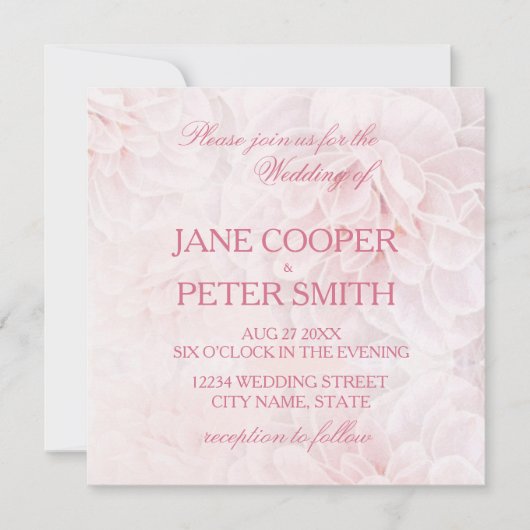 Pretty pink flowers Budget Wedding Invitation Kaart (Voorkant)