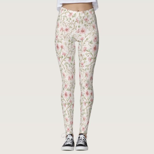 Pretty Pink Flowers Leggings (Voorkant)